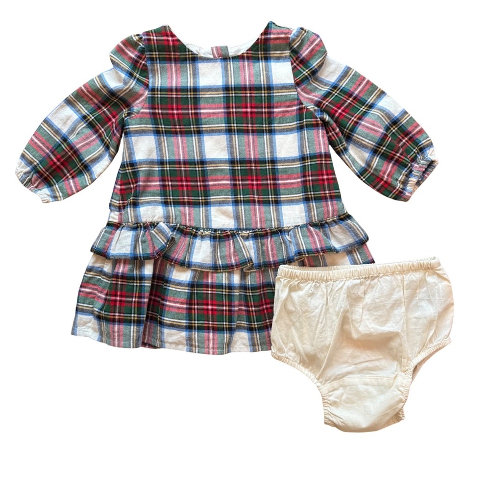 Baby Gap girls 6-12n Plaid Dress with bloomer Set Baby Multicolor plaid NWT
